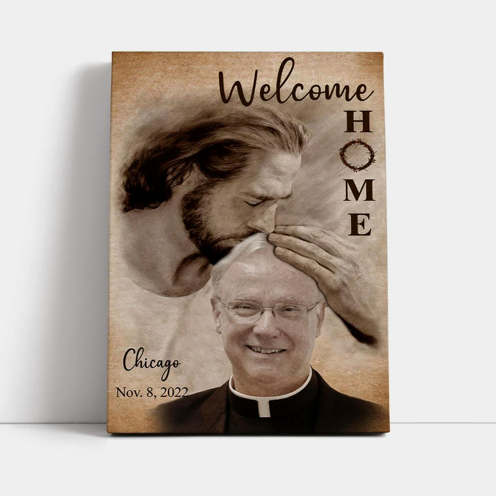 Personalized Canvas Safe In God's Arms - Custom Welcome Home Canvas Wall Art - Personalized Memorial Canvas Art