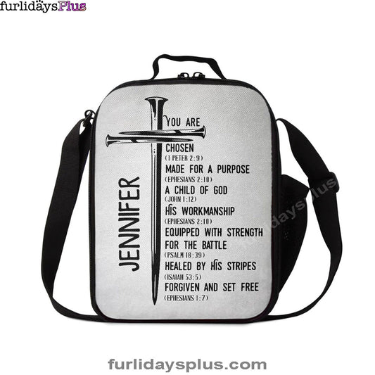 Personalized Chosen Made For A Purpose Child Of God Lunchbag, Inspirational Lunch Bag, Christian Lunch Bag