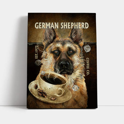 Personalized Coffee German Shepherd Canvas - Christian Wall Art - Religious Home Decor