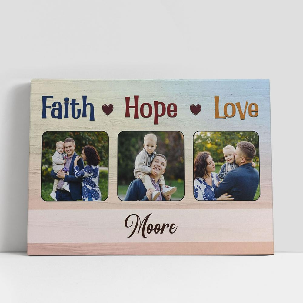 Personalized Faith Hope Love Canvas Art, Scripture Canvas Prints, Christian Gifts Wall Art