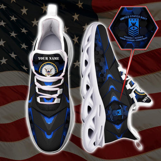 Personalized Military Shoes, US Navy Military Veteran Clunky Sneakers, Veterans Shoes, Max Soul Shoes