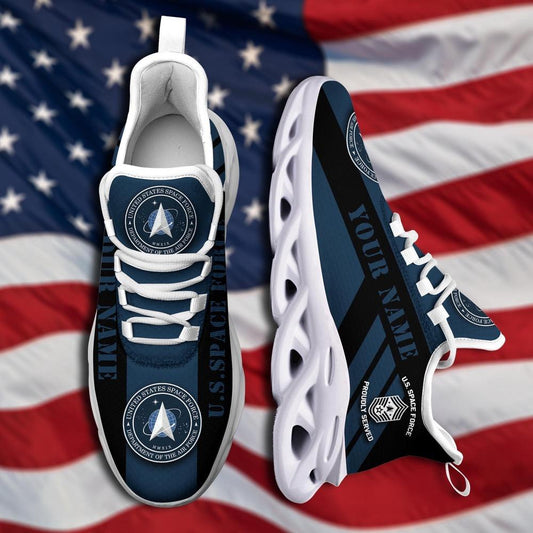 Personalized Military Shoes, US Space Force Military Veteran Clunky Sneakers, Veterans Shoes, Max Soul Shoes