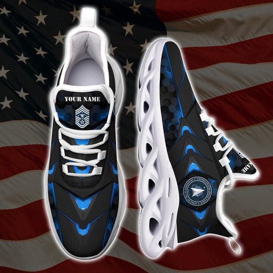 Personalized Military Shoes, US Space Force Ranks Veteran Military Clunky Sneakers, Veterans Shoes, Max Soul Shoes