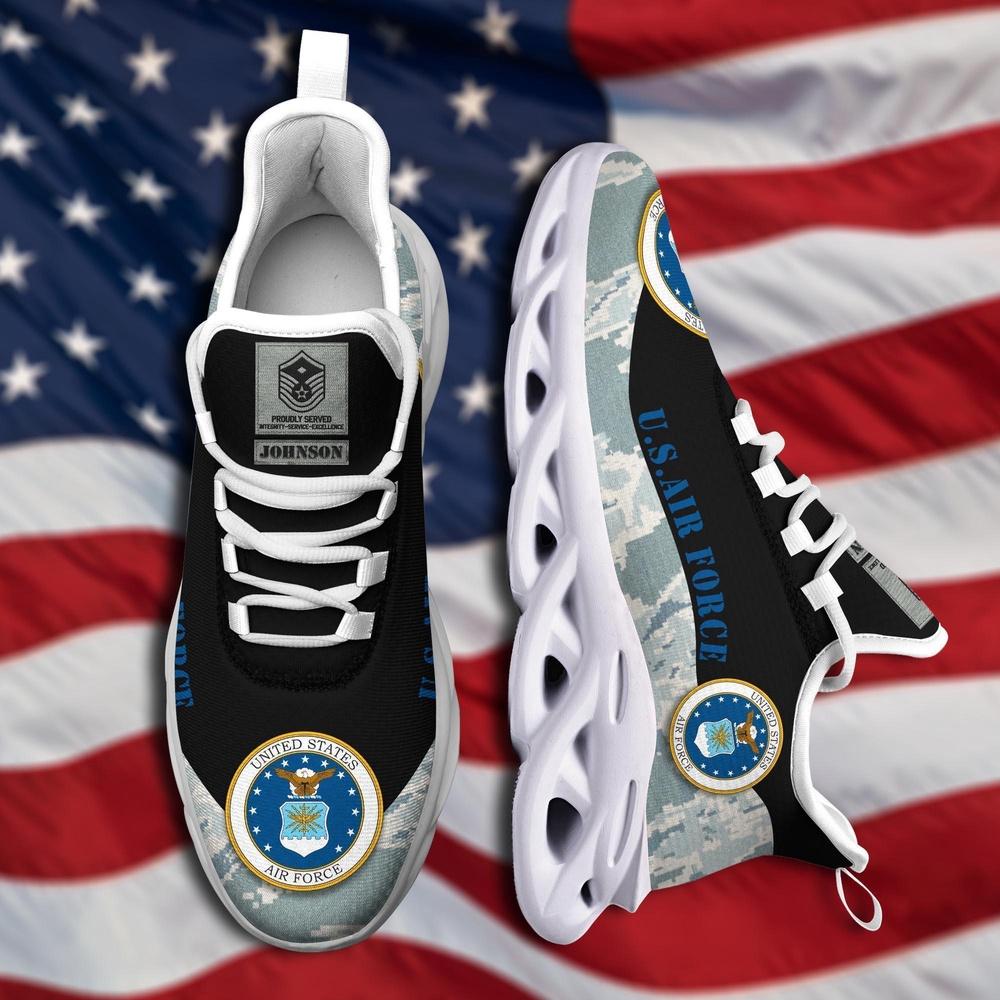 Personalized Military Shoes, Us Air Force Camo Style Custom Clunky Sneakers, Veterans Shoes, Max Soul Shoes, Veterans Clunky Shoes