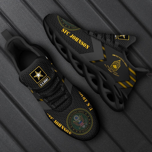 Personalized Military Shoes, Us Army Custom Military Ranks Shoes Sneakers, Veterans Shoes, Max Soul Shoes, Veterans Clunky Shoes