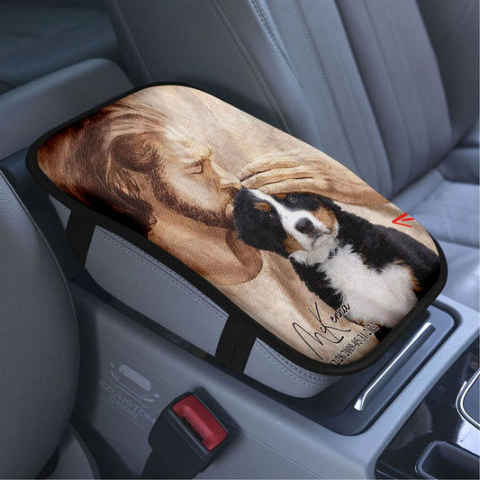 Pet Memorial Art Jesus Holding Dog Car Armrest Seat Cover,Dog Memorial Car Center Console Cover Dog Loss Gift,Custom Dog Pictures