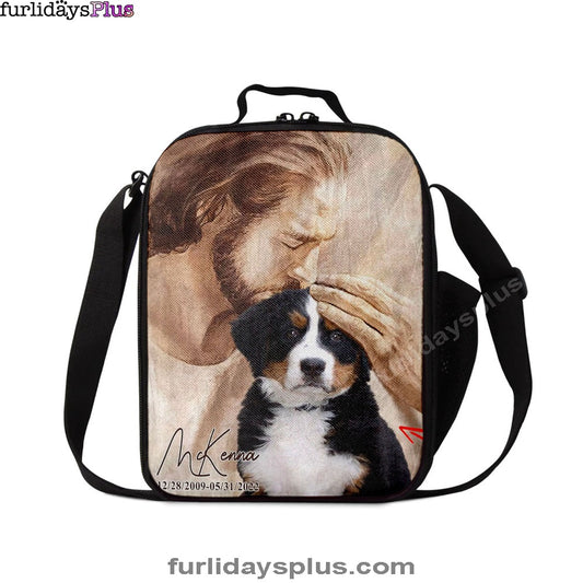 Pet Memorial Art  Jesus Holding Dog Lunchbag  Dog Memorial Pictures  Dog Loss Gift  Custom Dog Pictures