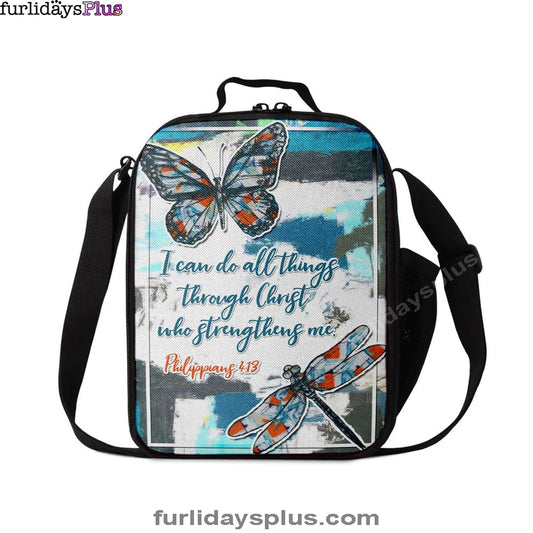 Philippians 413 I Can Do All Things Through Christ Butterfly Lunchbag, Bible Verse Lunch Bag, Scripture Lunchbag