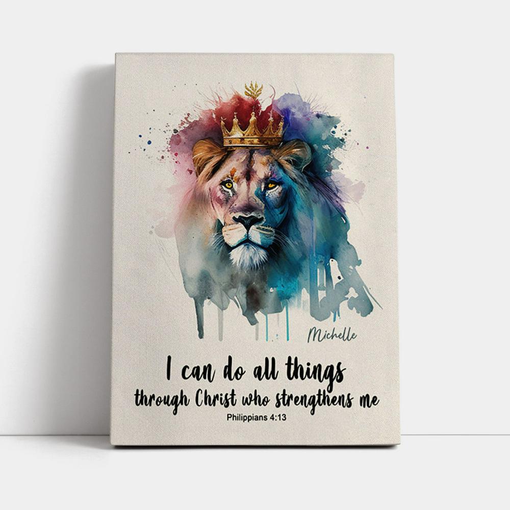 Philippians 413 I Can Do All Things Through Christ Personalized Canvas Wall Art - Religious Canvas Prints - Bible Canvas Art