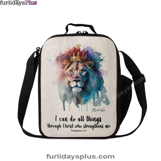 Philippians 413 I Can Do All Things Through Christ Personalized Lunchbag, Religious Lunchbag, Bible Lunch Bag