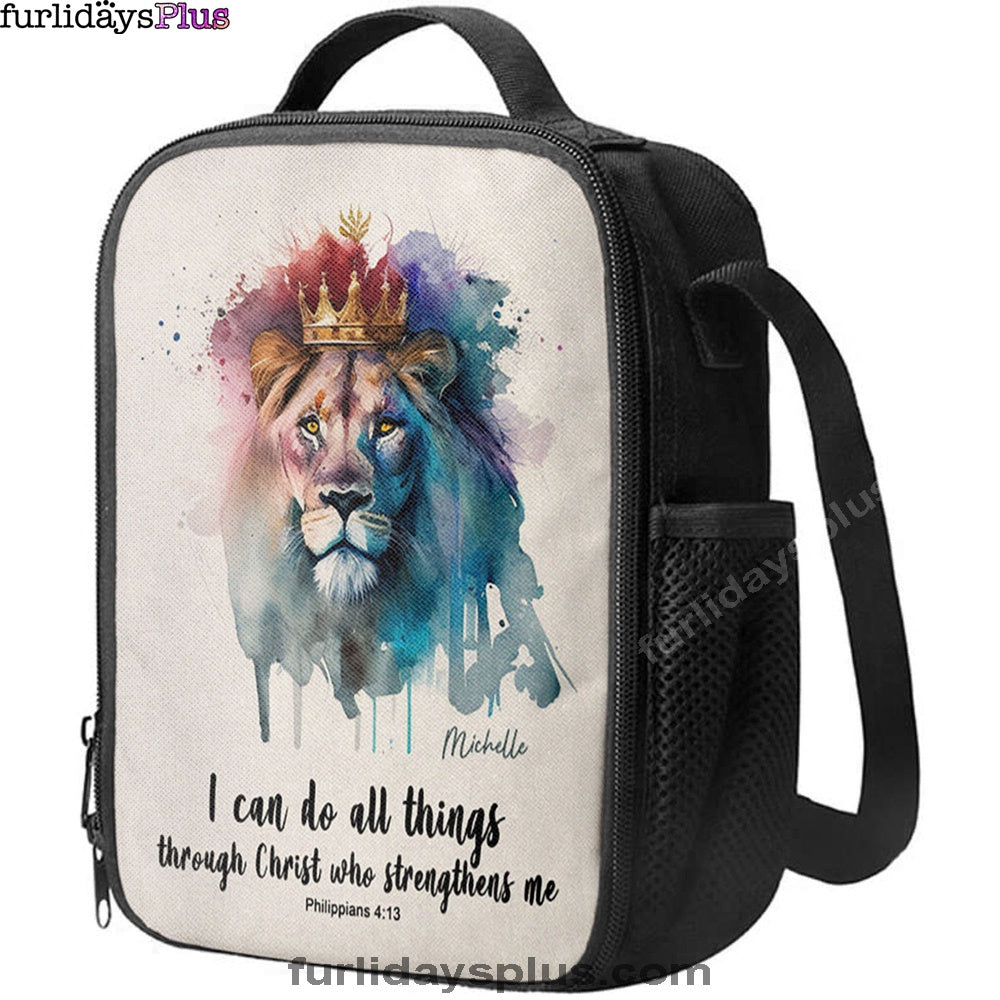 Philippians 413 I Can Do All Things Through Christ Personalized Lunchbag, Religious Lunchbag, Bible Lunch Bag