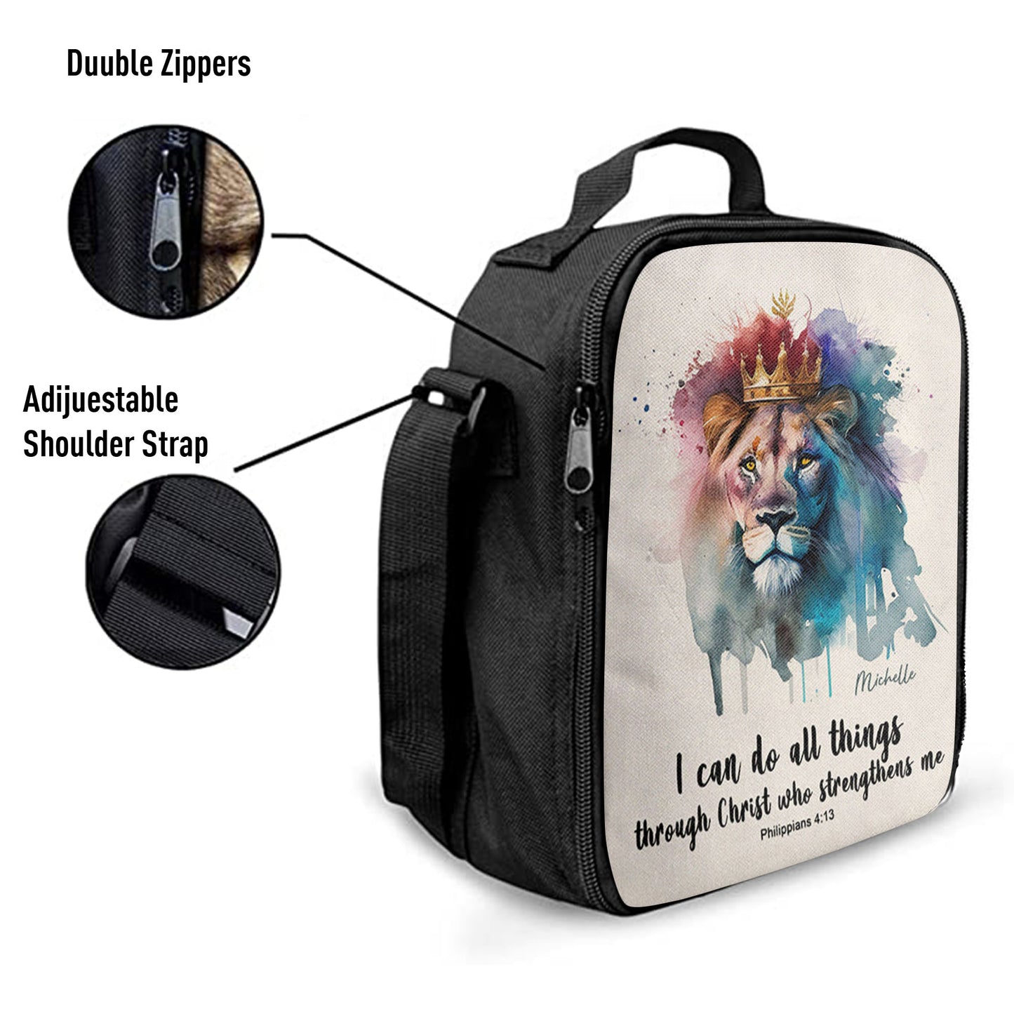 Philippians 413 I Can Do All Things Through Christ Personalized Lunchbag, Religious Lunchbag, Bible Lunch Bag