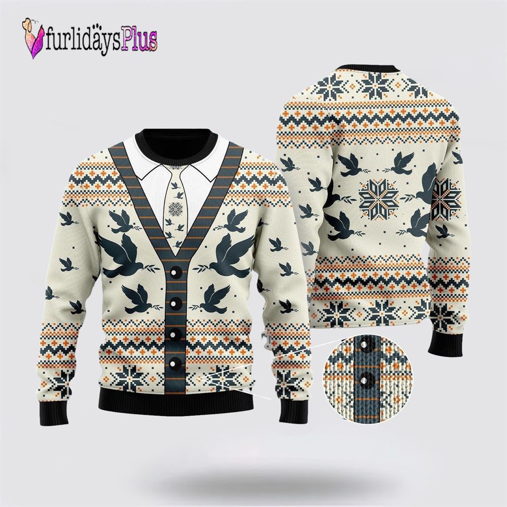 Pigeon Christmas Cardigan Ugly Christmas Sweater, Sweater Gifts For Pet Lover