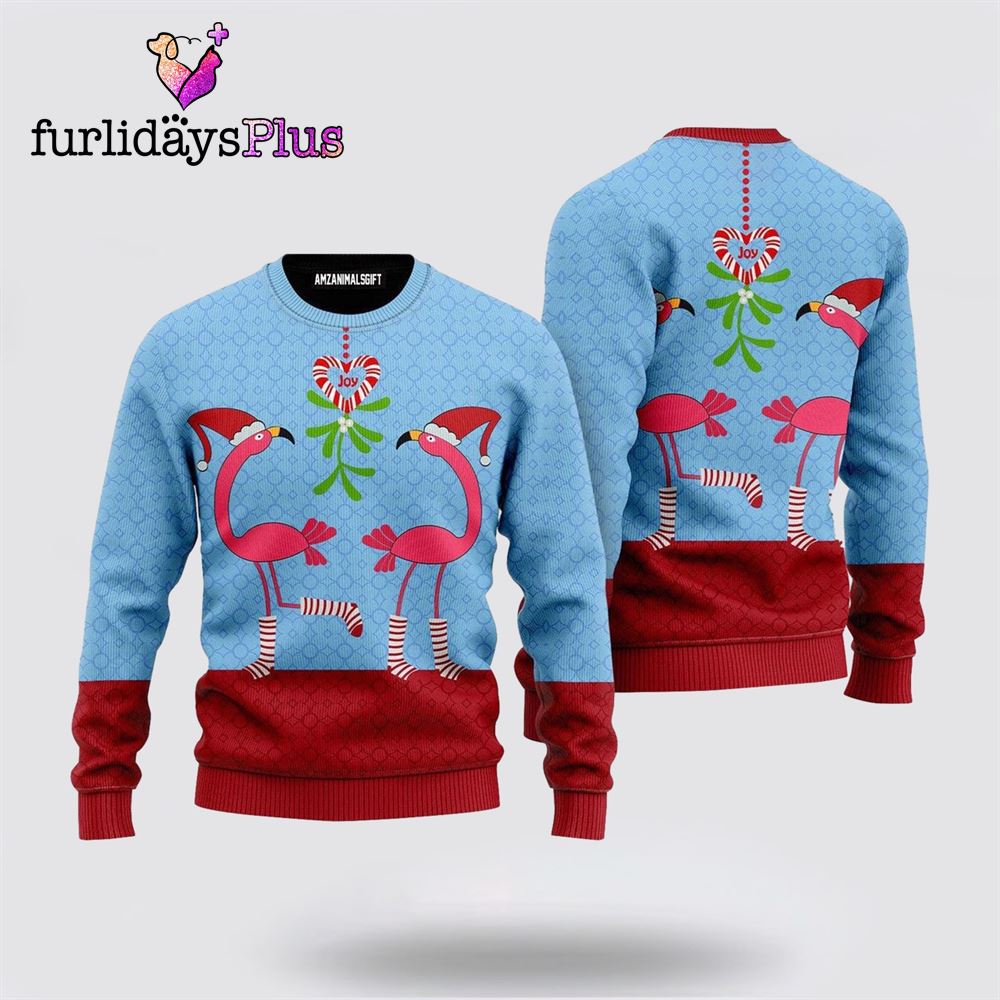 Pink Flamingos Christmas Funky Pattern Ugly Sweater ,Christmas Ugly Sweater For Men, Women