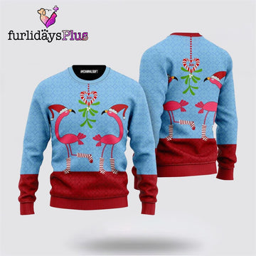Pink Flamingos Christmas Funky Pattern Ugly Sweater ,Christmas Ugly Sweater For Men, Women