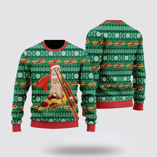 Pizza Cat laser Eye Ugly Christmas Sweater, Christmas Sweater For Cat Lover