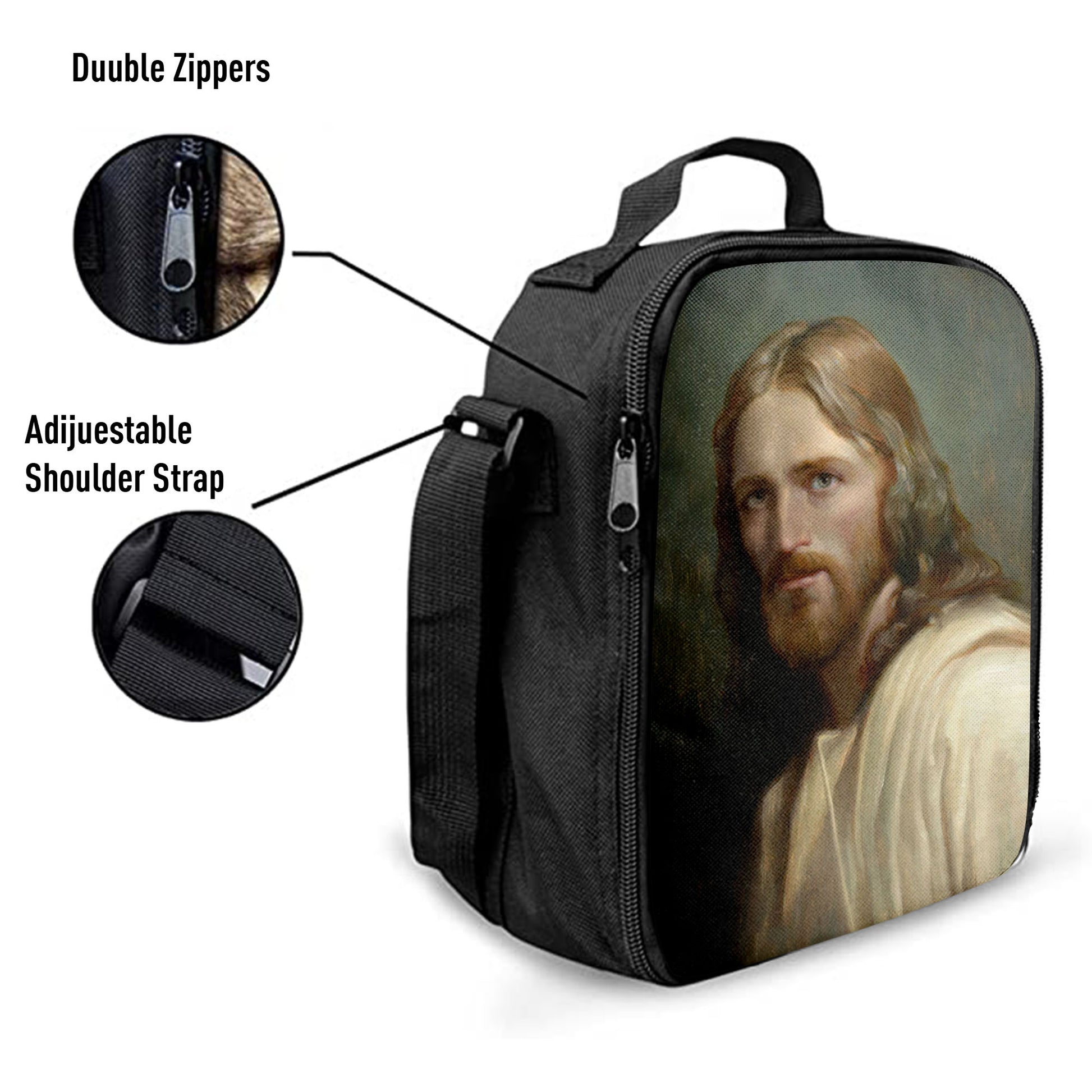 Portrait Of Jesus Christ Man Of Galilee Lunch Bag, Christian Lunchbag, Jesus Lunch Bag