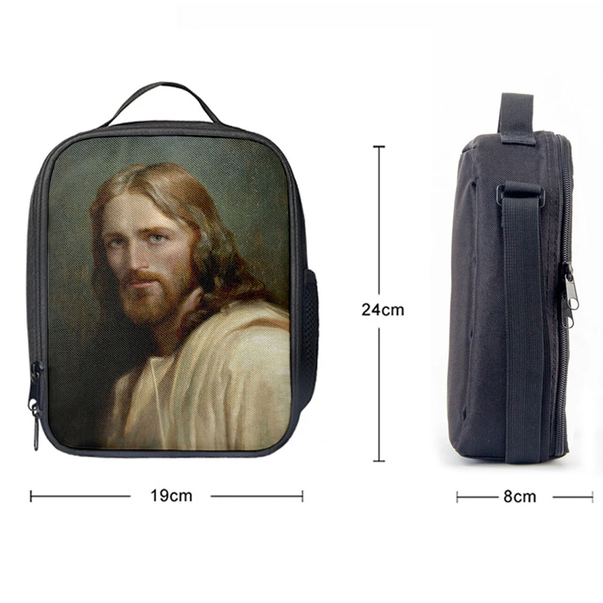 Portrait Of Jesus Christ Man Of Galilee Lunch Bag, Christian Lunchbag, Jesus Lunch Bag