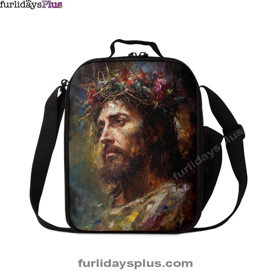 Portrait Of Jesus With The Crown Of Thorn Lunchbag, Jesus Lunch Bag, Christian Lunch Bag