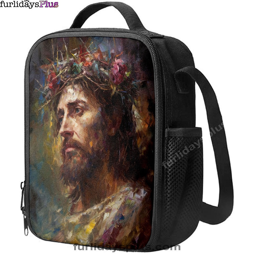 Portrait Of Jesus With The Crown Of Thorn Lunchbag, Jesus Lunch Bag, Christian Lunch Bag