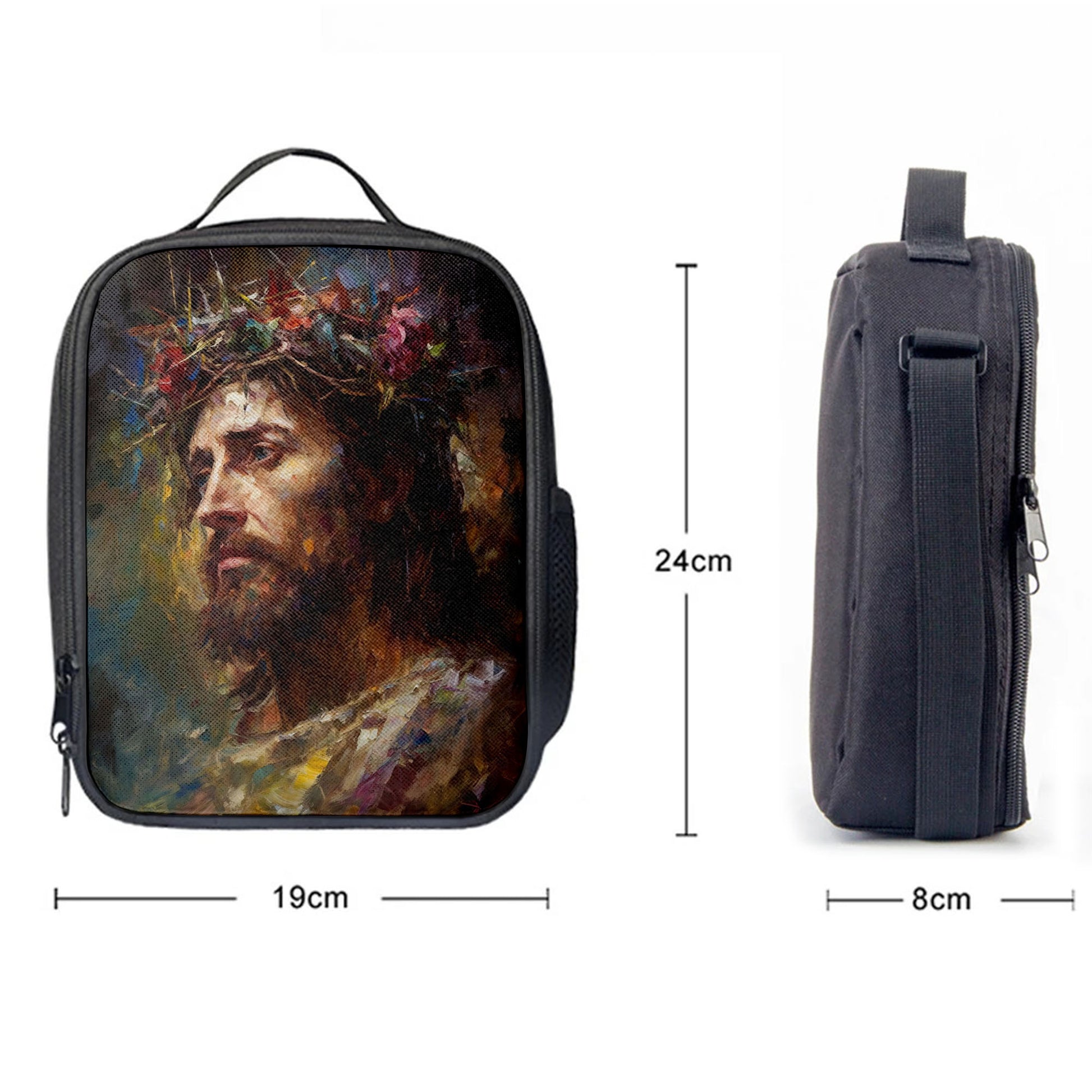 Portrait Of Jesus With The Crown Of Thorn Lunchbag, Jesus Lunch Bag, Christian Lunch Bag