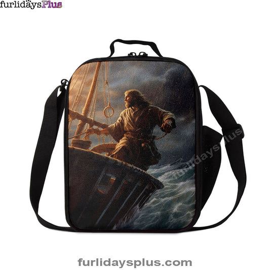 Power Jesus Christ Came To Rescue A Fishing Boat In A Storm Lunchbag, Jesus Lunch Bag, Christian Lunch Bag