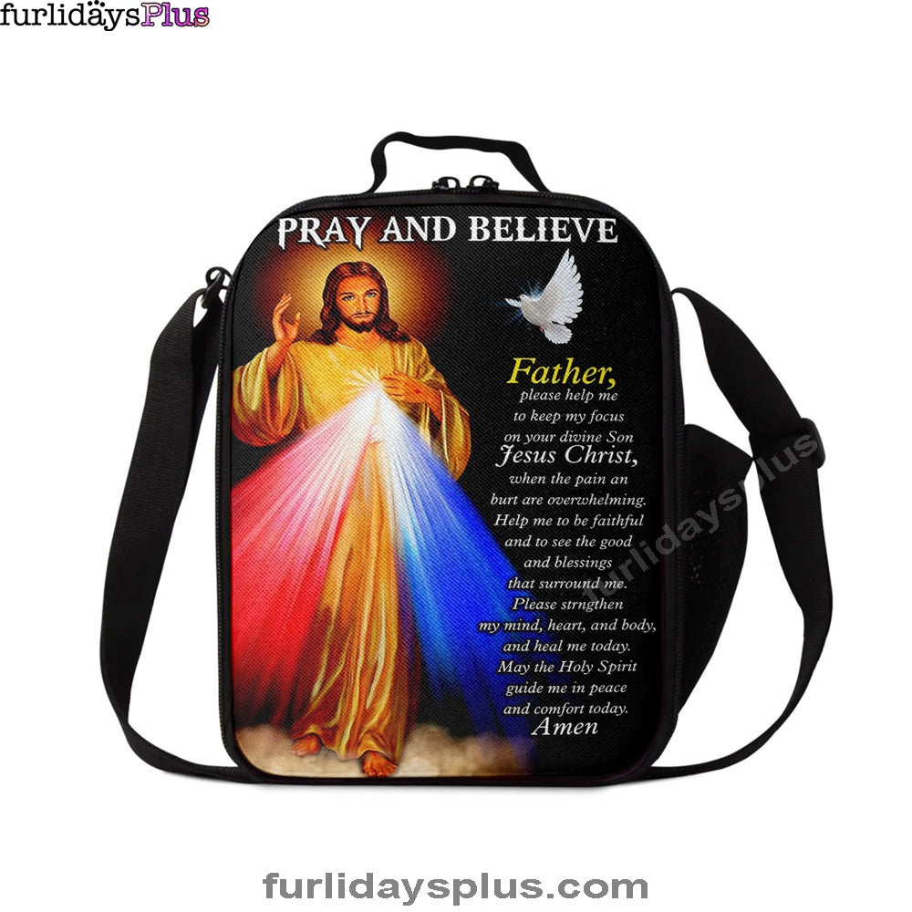 Pray And Believe Jesus Christ Lunchbag, Jesus Lunch Bag, Christian Lunchbag