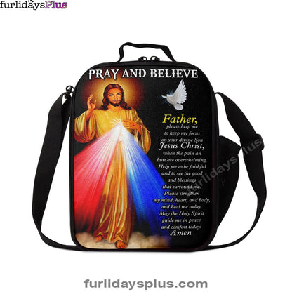 Pray And Believe Jesus Christ Lunchbag, Jesus Lunch Bag, Christian Lunchbag