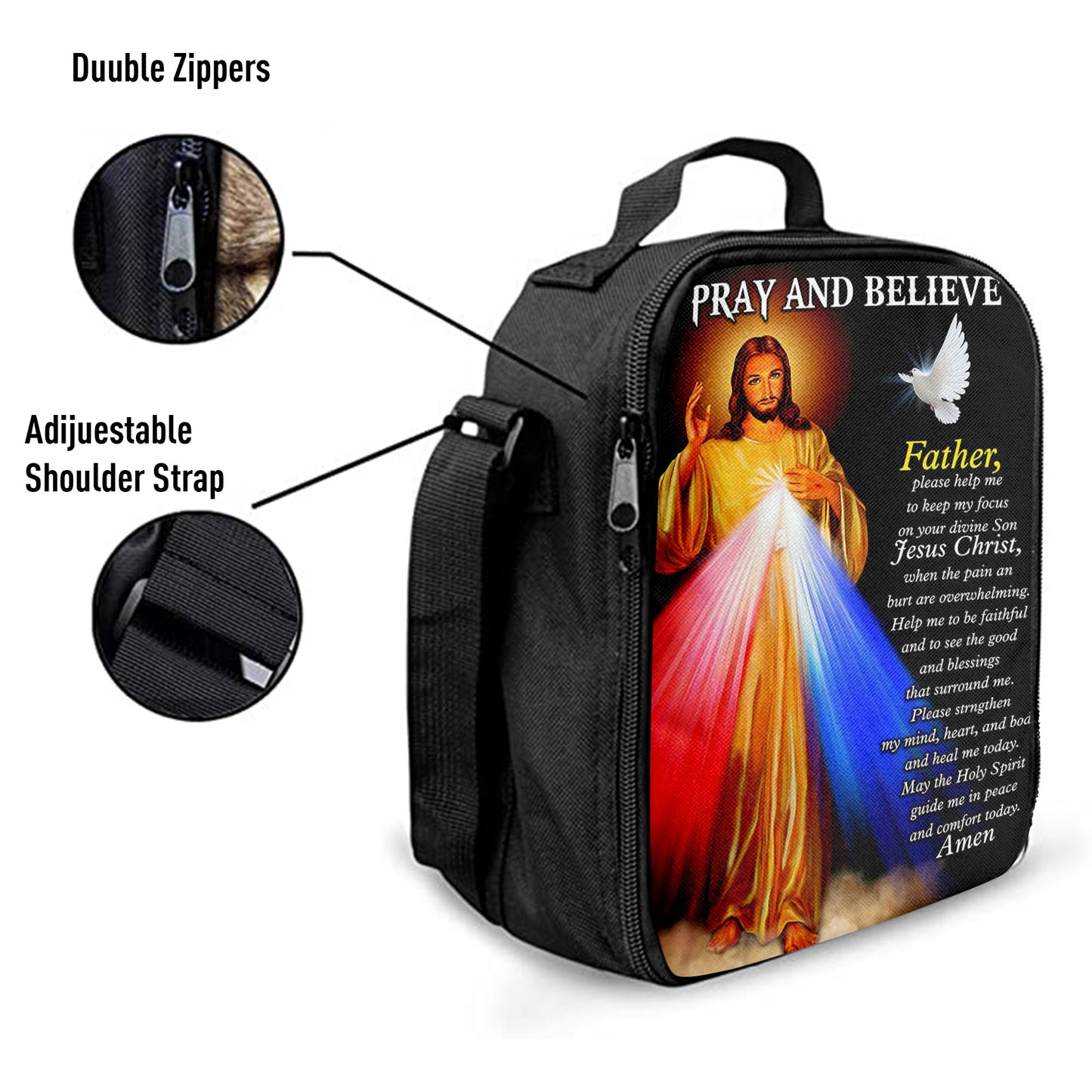Pray And Believe Jesus Christ Lunchbag, Jesus Lunch Bag, Christian Lunchbag