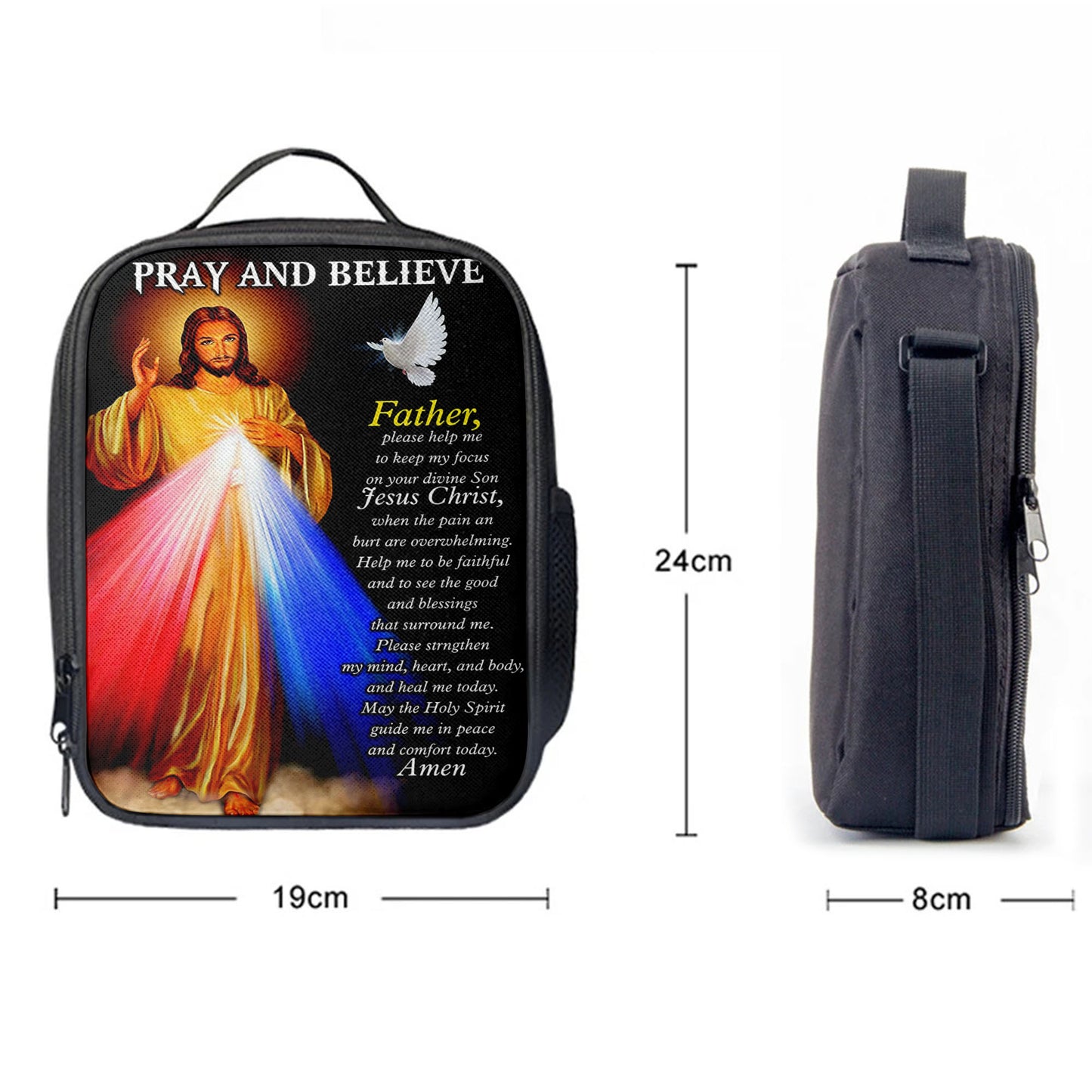 Pray And Believe Jesus Christ Lunchbag, Jesus Lunch Bag, Christian Lunchbag