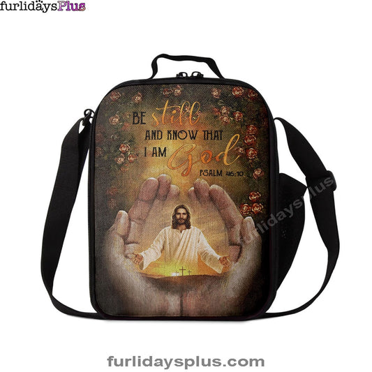 Pray For Healing Jesus's Hand Rose Garden Be Still And Know That I Am God Lunchbag, Jesus Christ Lunch Bag, Christian Lunch Bag