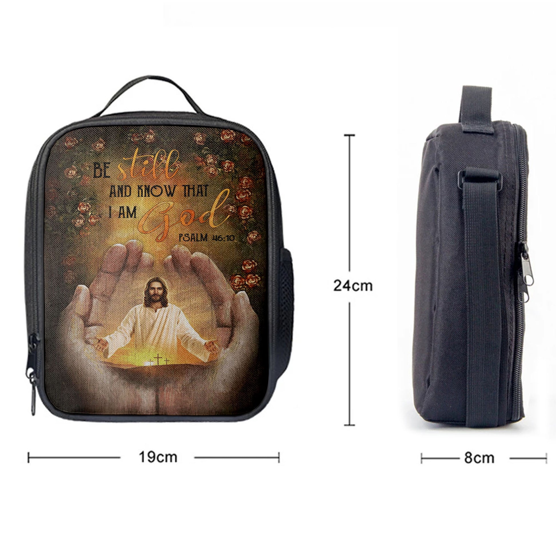 Pray For Healing Jesus's Hand Rose Garden Be Still And Know That I Am God Lunchbag, Jesus Christ Lunch Bag, Christian Lunch Bag