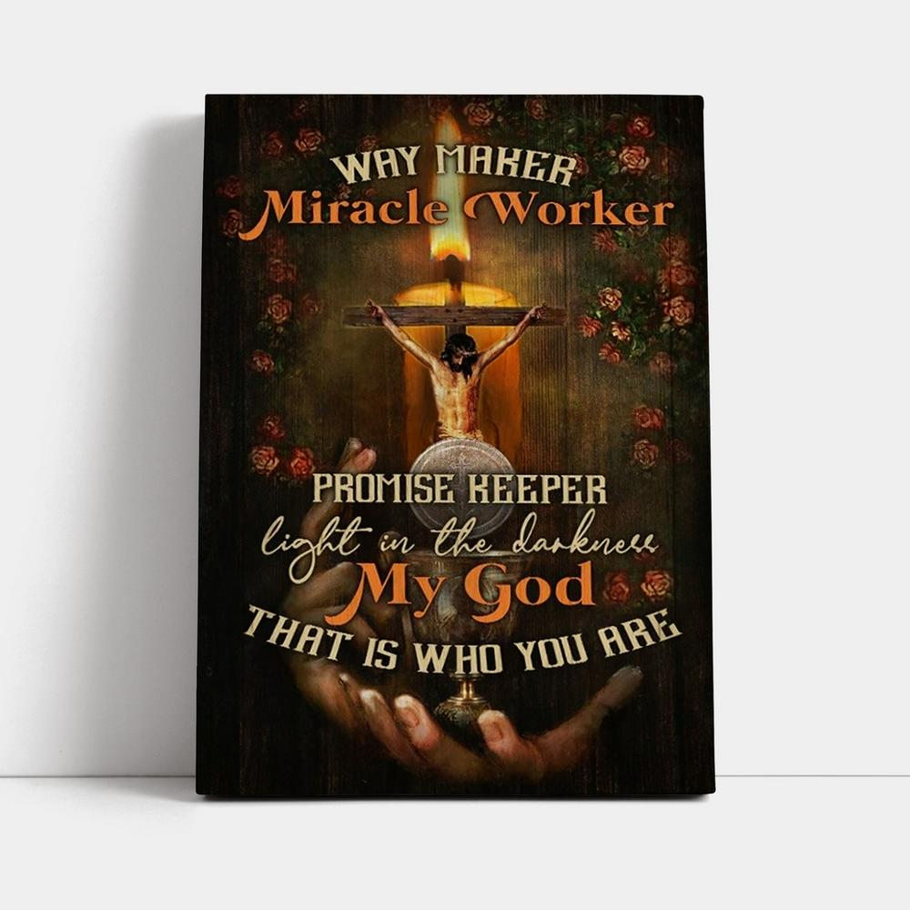 Pretty Candle Rose Garden Jesus Way Maker Miracle Worker Canvas Poster