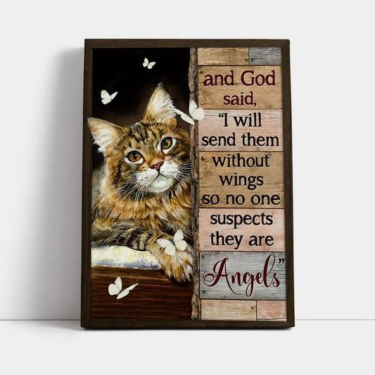 Pretty Cat Drawing And God Said I Will Send Them Without Wings Canvas Poster