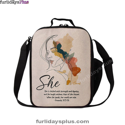 Proverbs 315-6 When She Speaks, Her Words Are Wise Personalized Lunchbag, Religious Lunchbag, Bible Lunch Bag