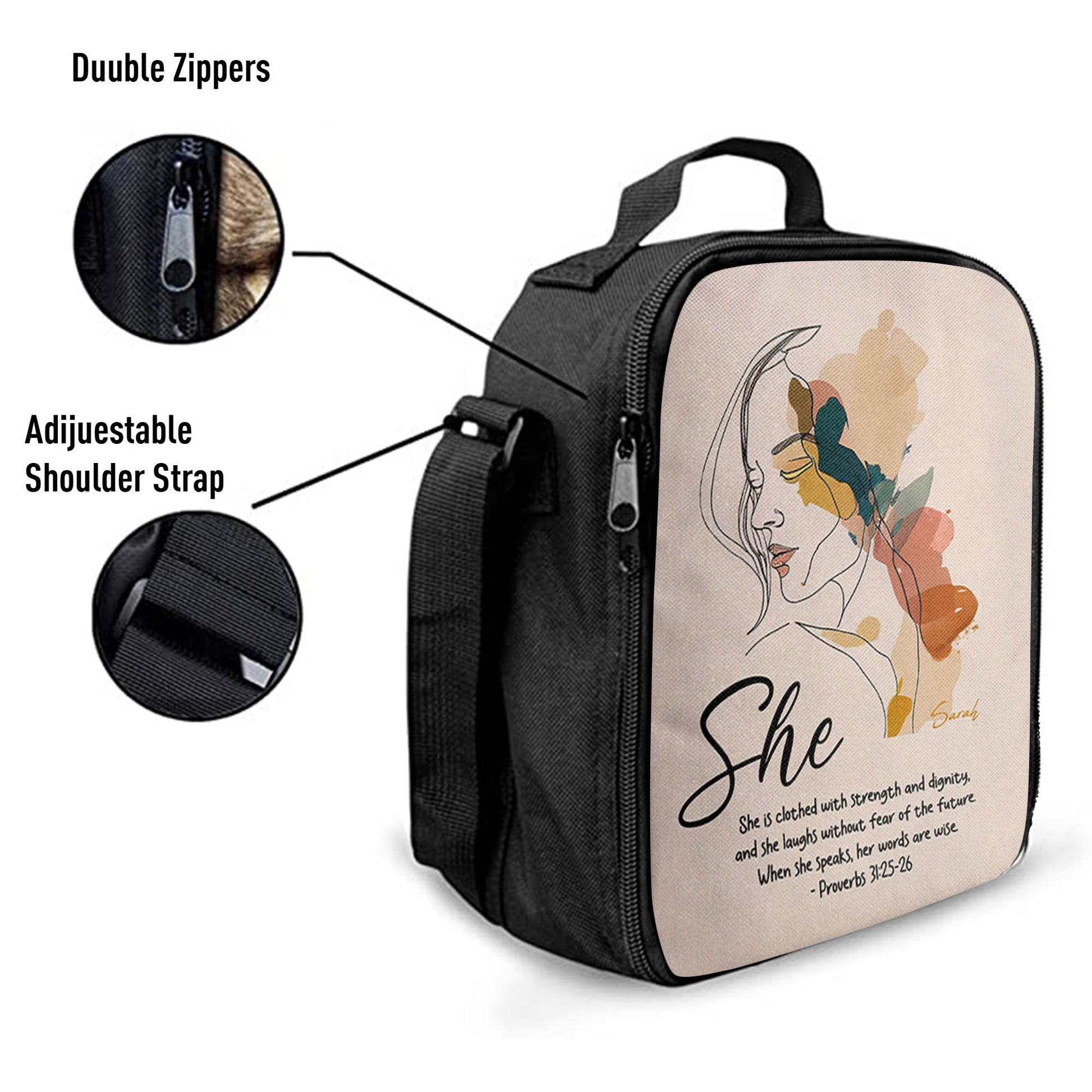 Proverbs 315-6 When She Speaks, Her Words Are Wise Personalized Lunchbag, Religious Lunchbag, Bible Lunch Bag