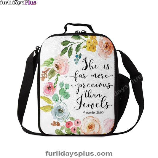 Proverbs 31 10, She Is More Precious Than Jewels Lunchbag, Christian Lunchbag
