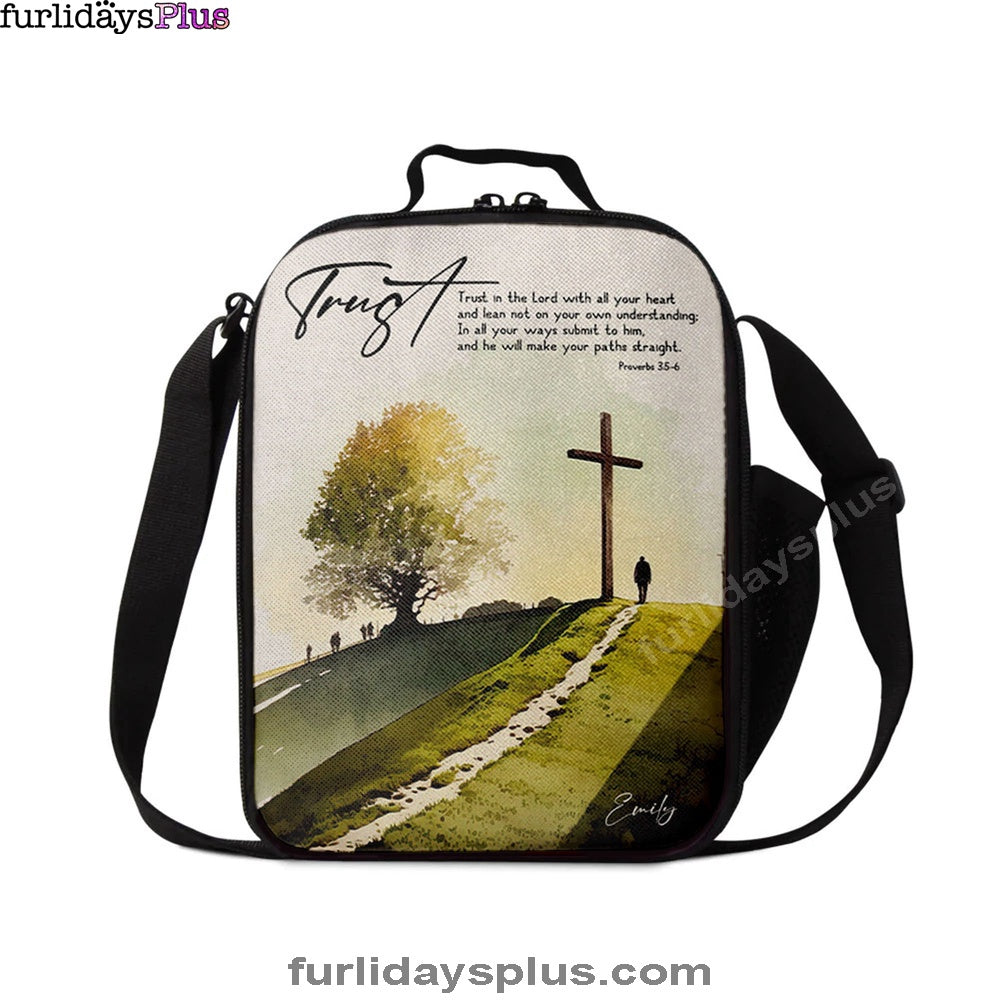 Proverbs 35-6 Trust In The Lord With All Your Heart Personalized Lunchbag, Religious Lunchbag, Bible Lunch Bag