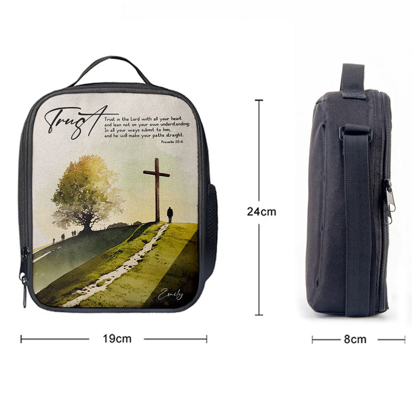 Proverbs 35-6 Trust In The Lord With All Your Heart Personalized Lunchbag, Religious Lunchbag, Bible Lunch Bag