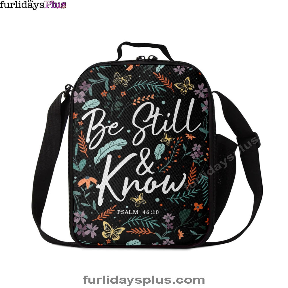 Psalm 4610 Be Still And Know Wildflowers Butterflies Christian Lunchbag, Bible Verse Lunch Bag, Scripture Lunchbag
