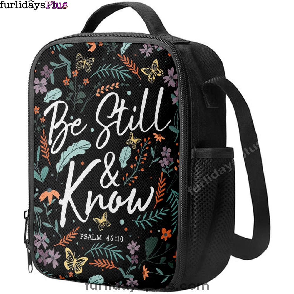 Psalm 4610 Be Still And Know Wildflowers Butterflies Christian Lunchbag, Bible Verse Lunch Bag, Scripture Lunchbag