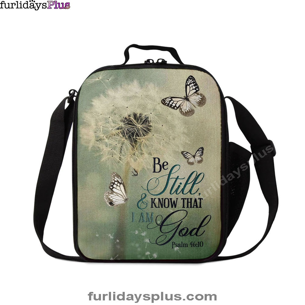 Psalm 4610 Dandelion Butterfly Lunchbag, Bible Verse Lunch Bag, Scripture Lunchbag