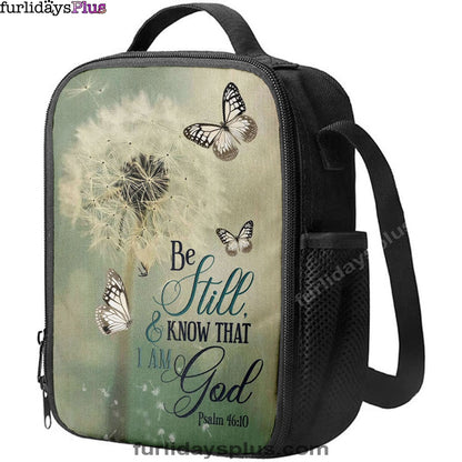 Psalm 4610 Dandelion Butterfly Lunchbag, Bible Verse Lunch Bag, Scripture Lunchbag