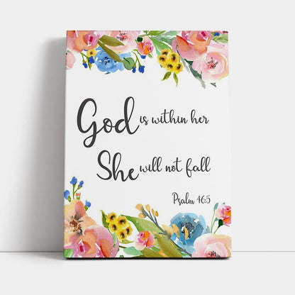 Psalm 46 - God Is Within Her She Will Not Fall Canvas Wall Art - Christian Canvas Wall Art Decor