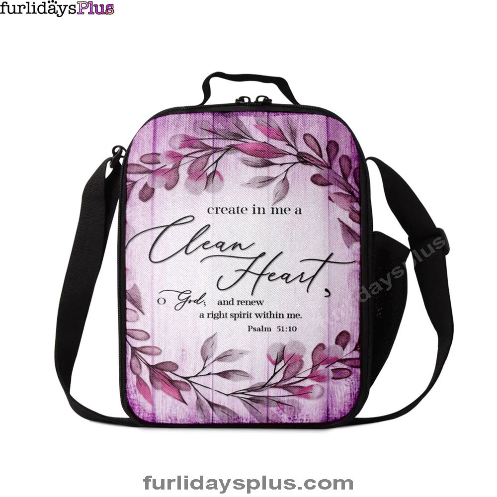 Psalm 5110 Create In Me A Clean Heart 2 Lunchbag, Christian Lunchbag, Religious Lunch Bag