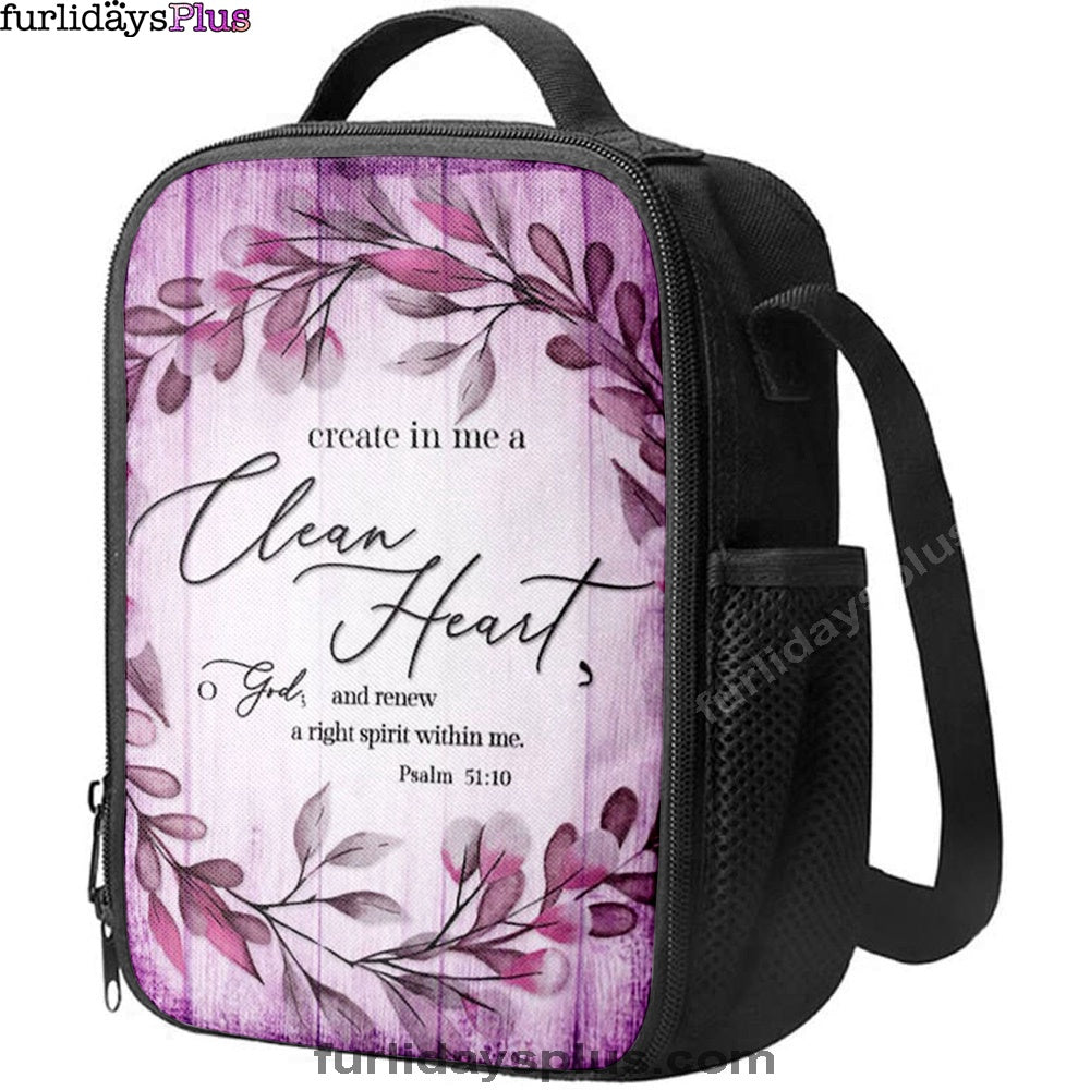 Psalm 5110 Create In Me A Clean Heart 2 Lunchbag, Christian Lunchbag, Religious Lunch Bag
