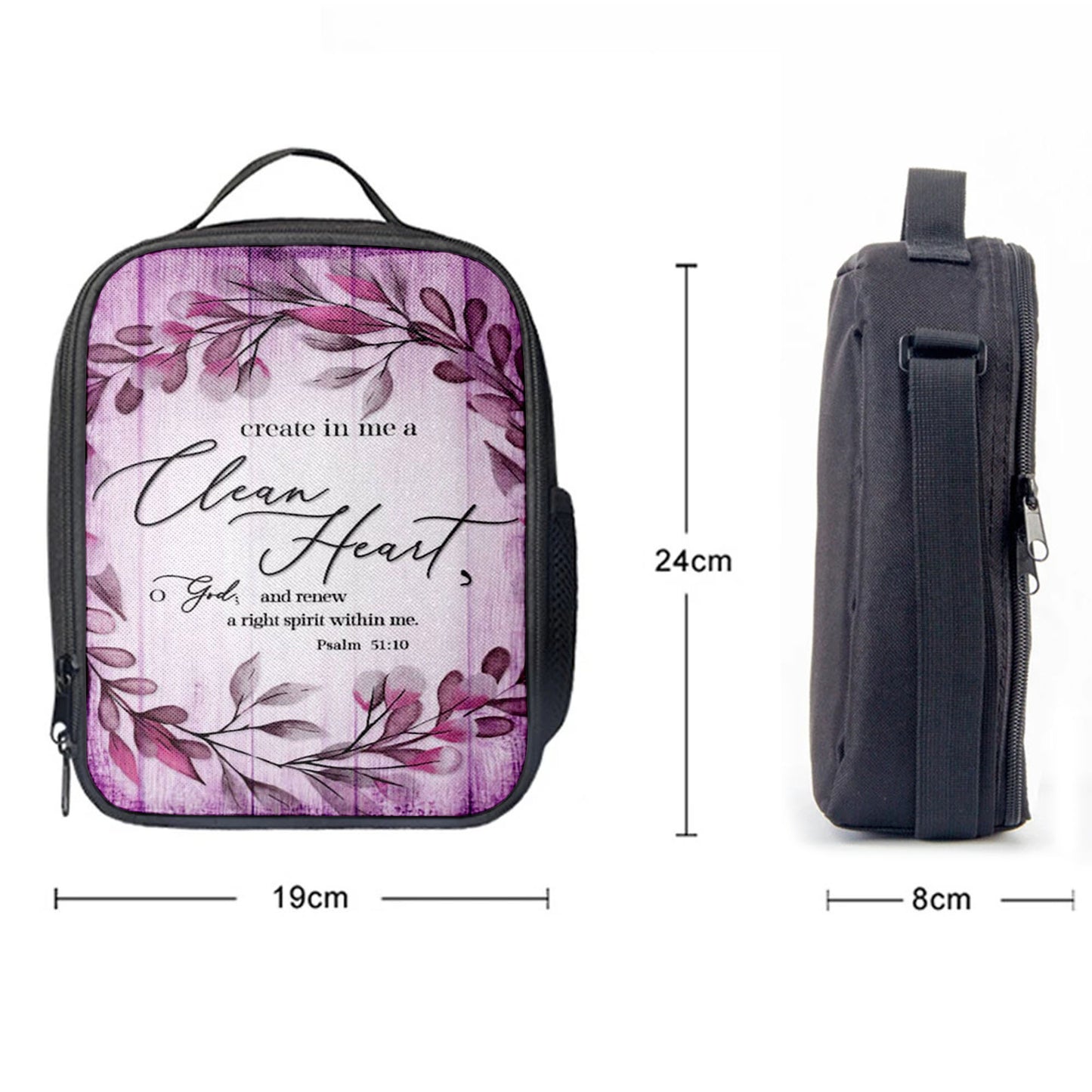 Psalm 5110 Create In Me A Clean Heart 2 Lunchbag, Christian Lunchbag, Religious Lunch Bag