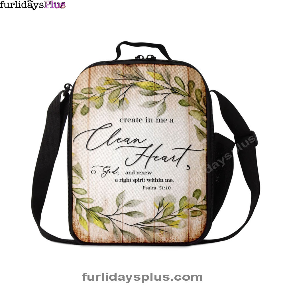Psalm 5110 Create In Me A Clean Heart Lunchbag, Christian Lunchbag, Religious Lunch Bag