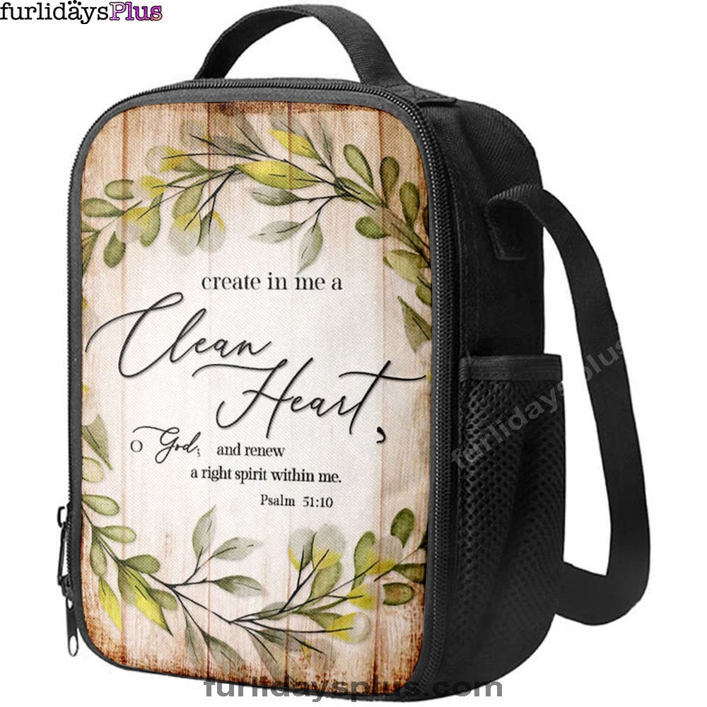 Psalm 5110 Create In Me A Clean Heart Lunchbag, Christian Lunchbag, Religious Lunch Bag