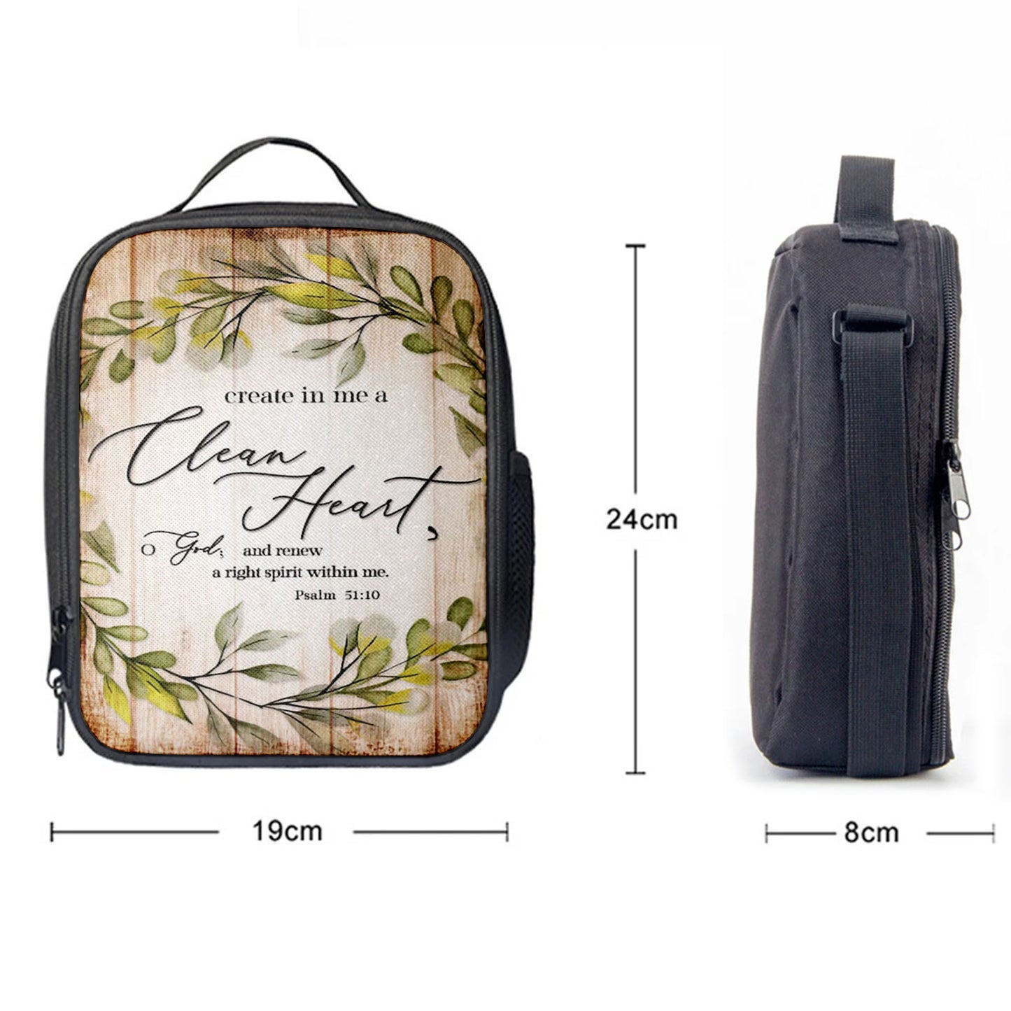 Psalm 5110 Create In Me A Clean Heart Lunchbag, Christian Lunchbag, Religious Lunch Bag